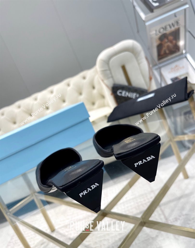 Prada Satin Square Mules 4cm Black 2024 0228 (MD-240228064)