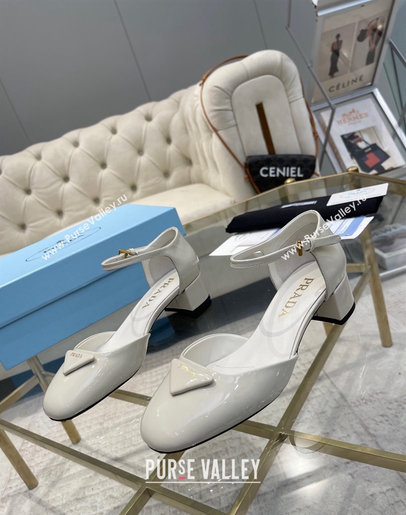 Prada Patent leather pumps 4.5cm White 2024 0228 (MD-240228072)