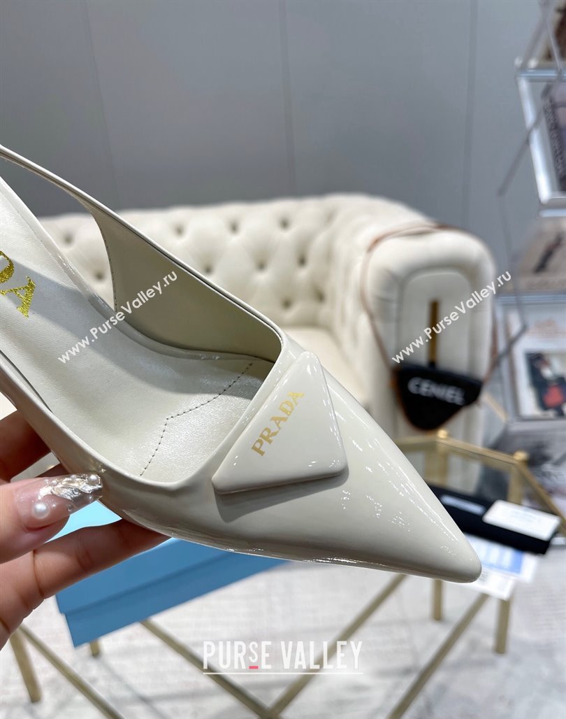 Prada Patent leather slingback pumps 7.5cm White 2024 0228 (MD-240228075)