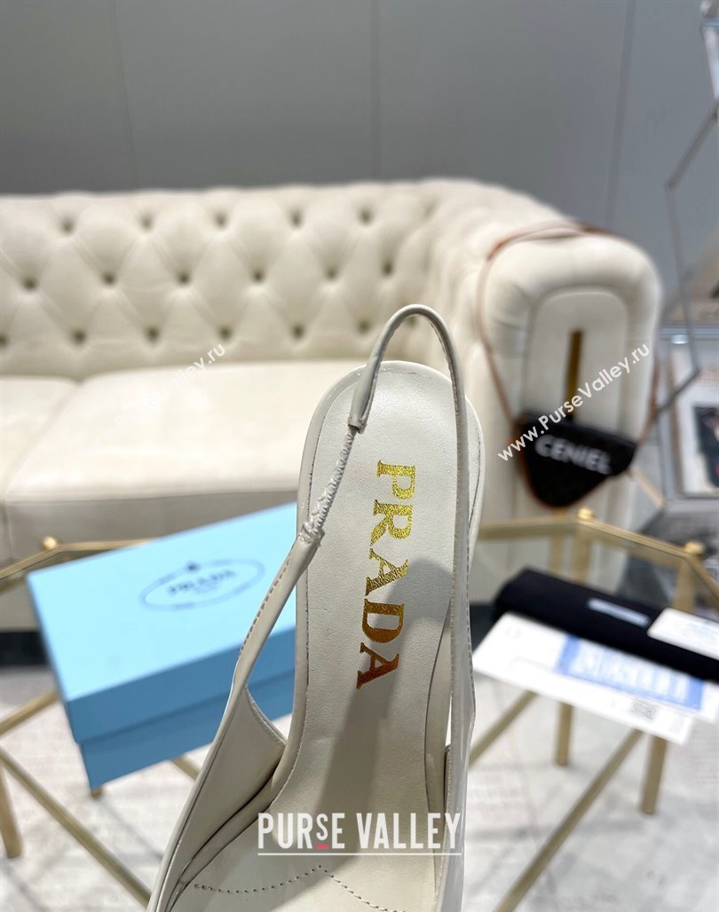 Prada Patent leather slingback pumps 7.5cm White 2024 0228 (MD-240228075)