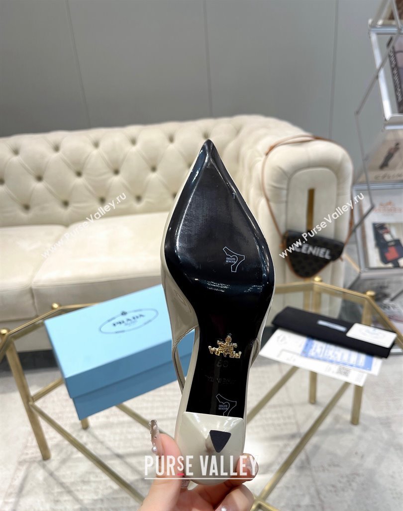 Prada Patent leather slingback pumps 7.5cm White 2024 0228 (MD-240228075)