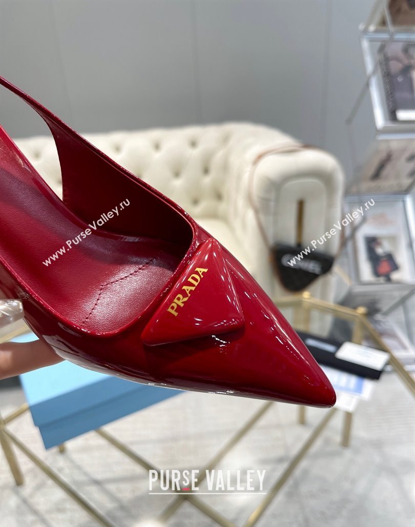 Prada Patent leather slingback pumps 7.5cm Red 2024 0228 (MD-240228076)