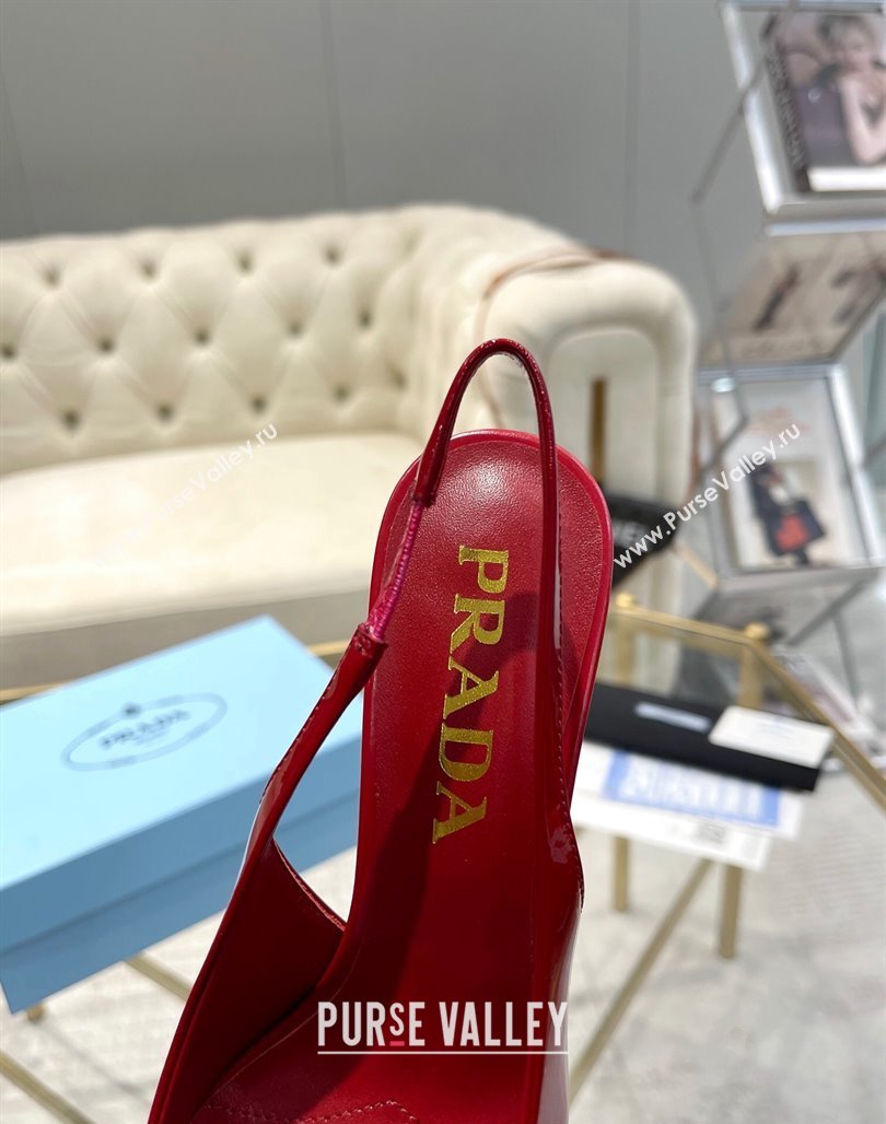 Prada Patent leather slingback pumps 7.5cm Red 2024 0228 (MD-240228076)