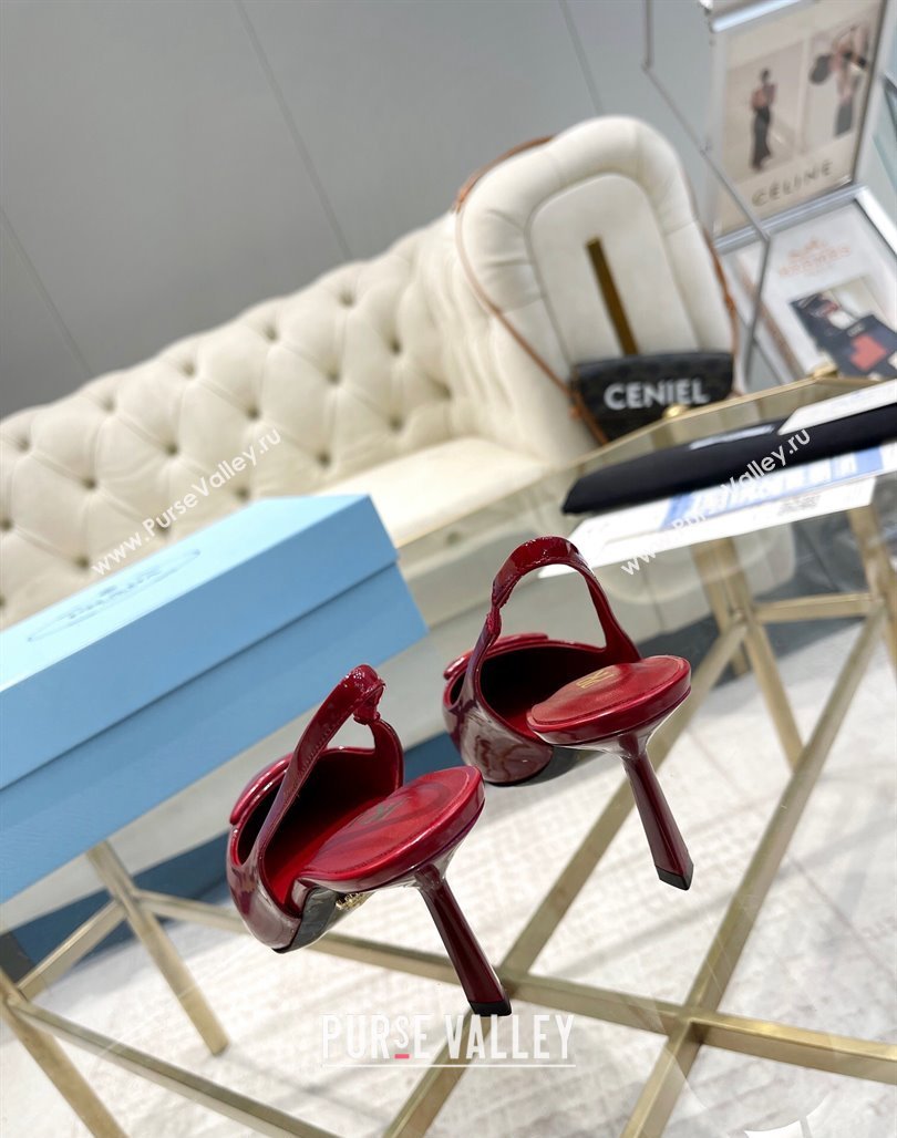 Prada Patent leather slingback pumps 7.5cm Red 2024 0228 (MD-240228076)