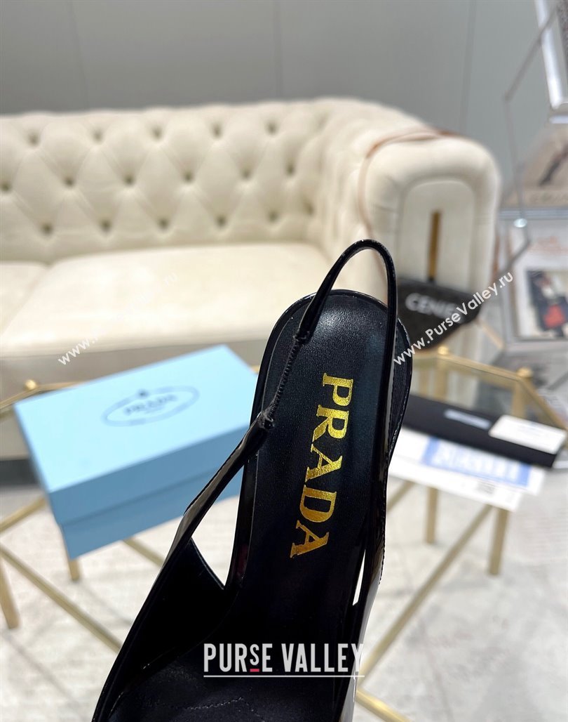 Prada Patent leather slingback pumps 7.5cm Black 2024 0228 (MD-240228077)
