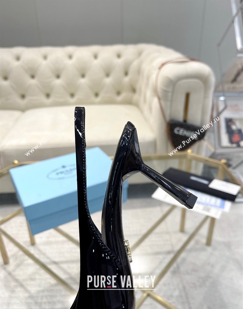 Prada Patent leather slingback pumps 7.5cm Black 2024 0228 (MD-240228077)