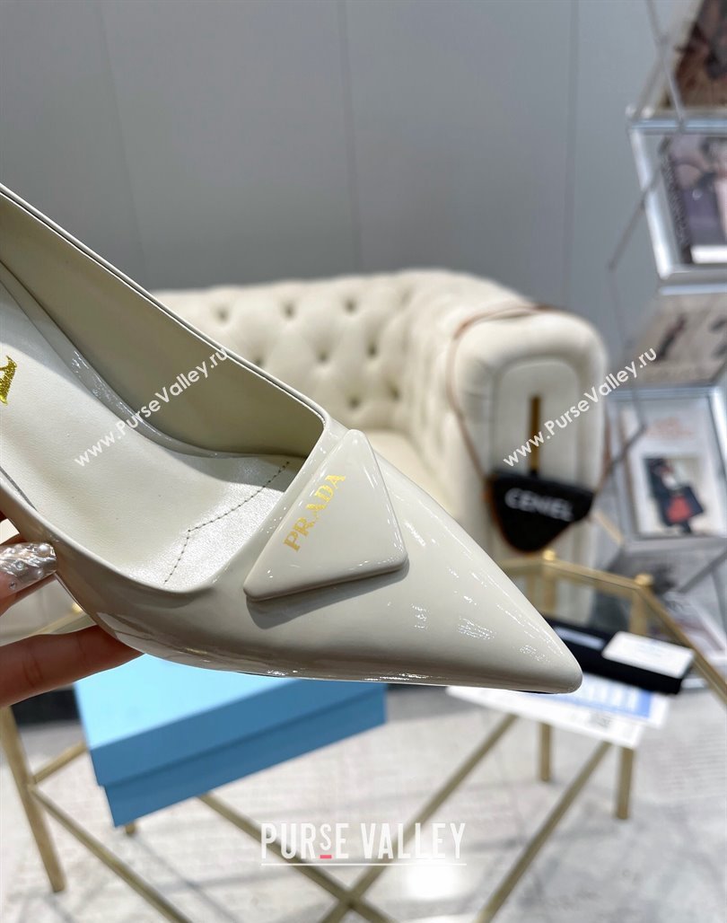 Prada Patent leather pumps 7.5cm White 2024 022802 (MD-240228078)