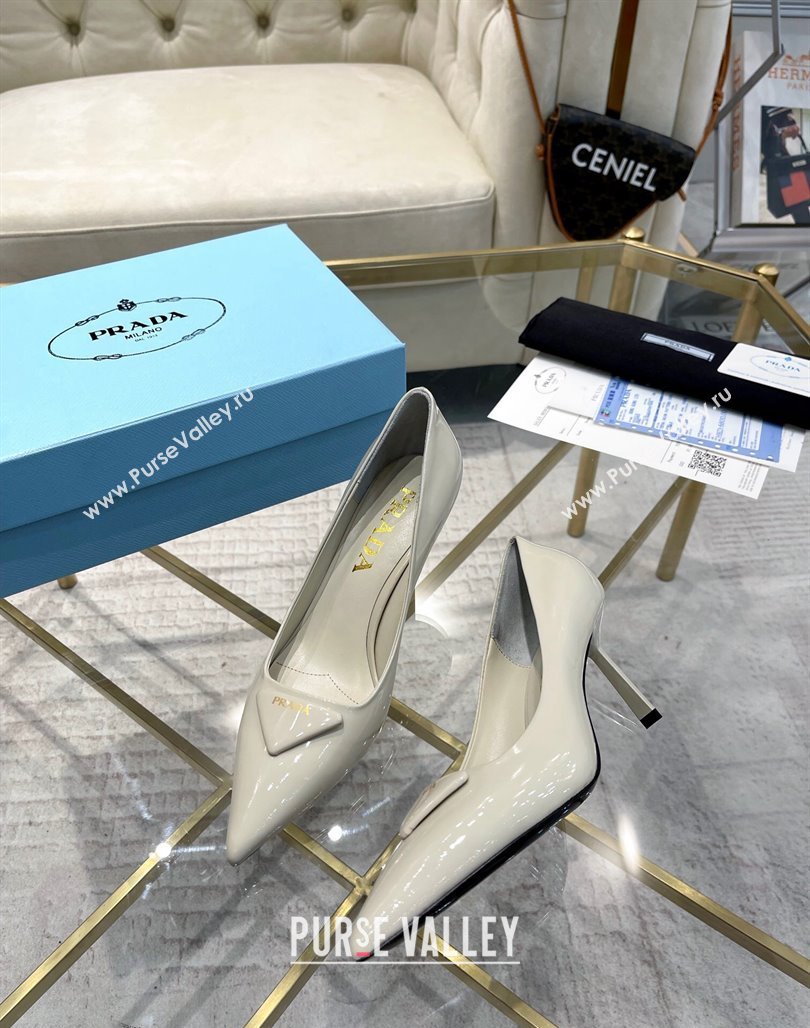 Prada Patent leather pumps 7.5cm White 2024 022802 (MD-240228078)