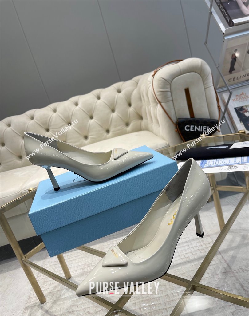 Prada Patent leather pumps 7.5cm White 2024 022802 (MD-240228078)