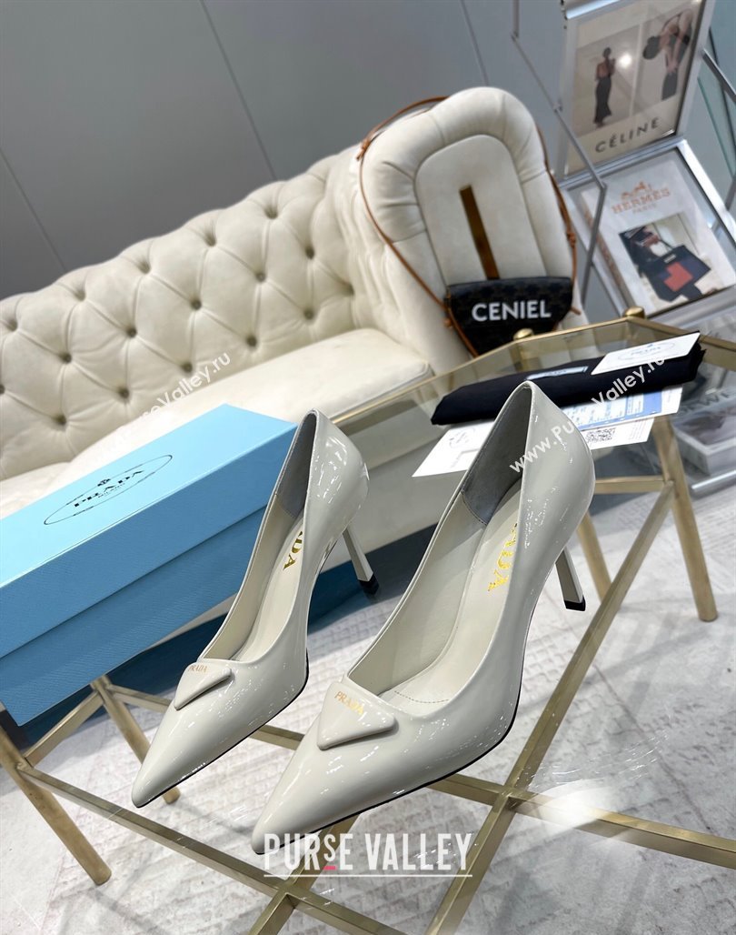 Prada Patent leather pumps 7.5cm White 2024 022802 (MD-240228078)