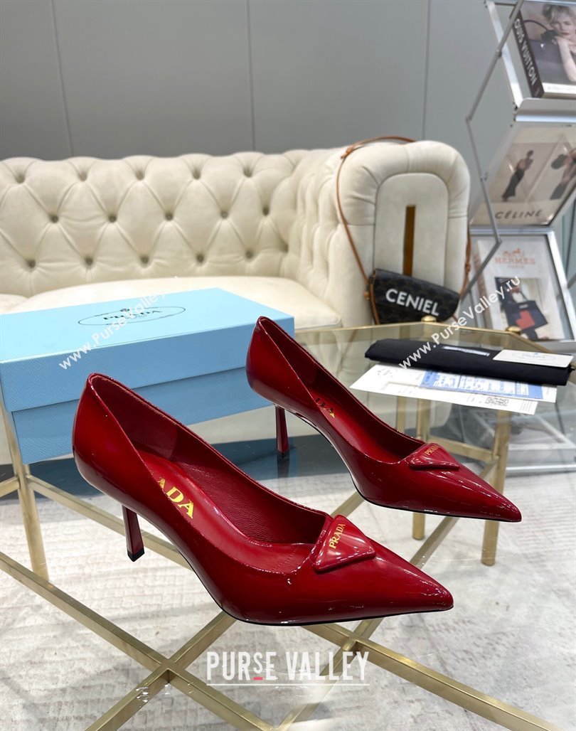 Prada Patent leather pumps 7.5cm Red 2024 022802 (MD-240228079)