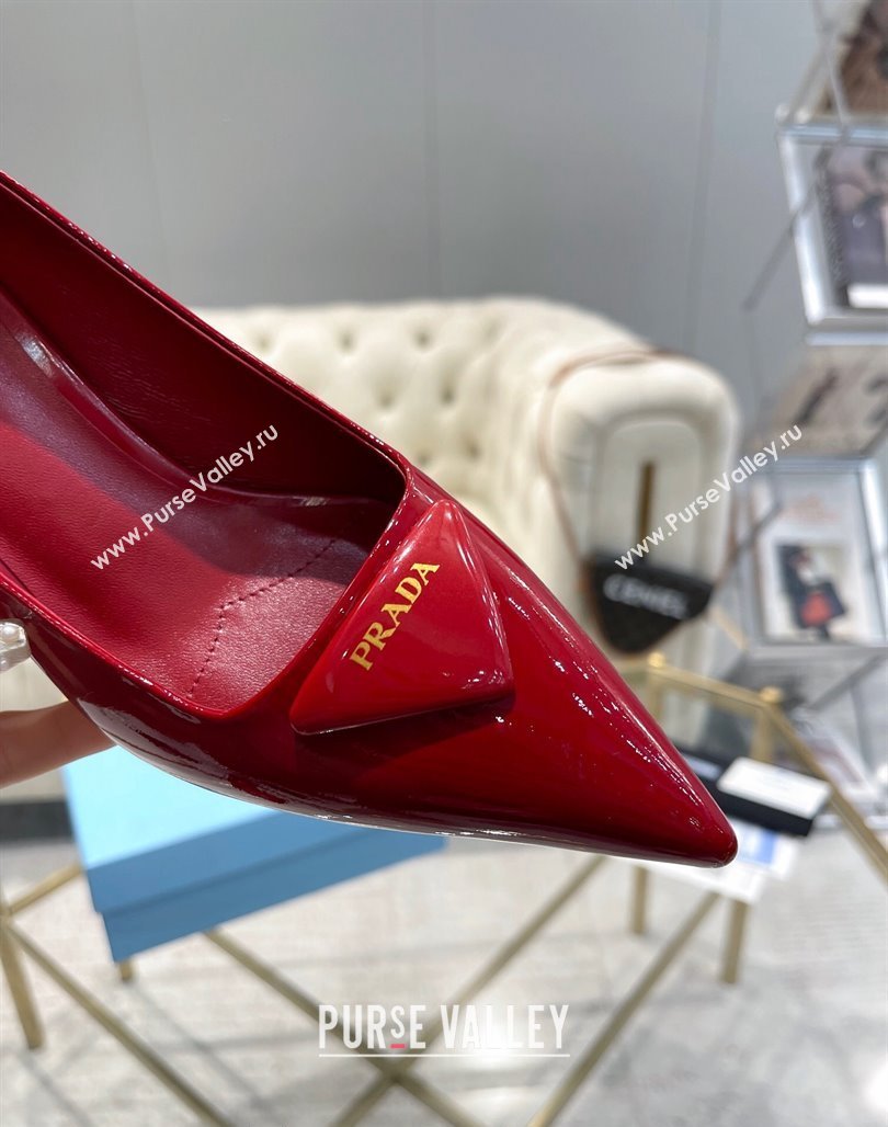 Prada Patent leather pumps 7.5cm Red 2024 022802 (MD-240228079)