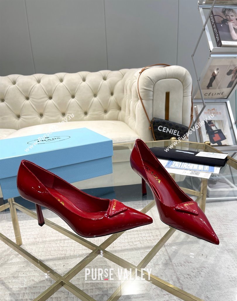 Prada Patent leather pumps 7.5cm Red 2024 022802 (MD-240228079)