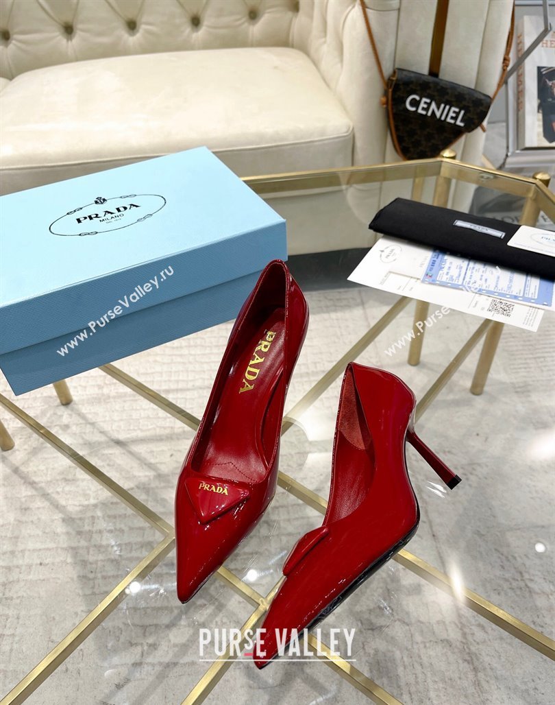 Prada Patent leather pumps 7.5cm Red 2024 022802 (MD-240228079)