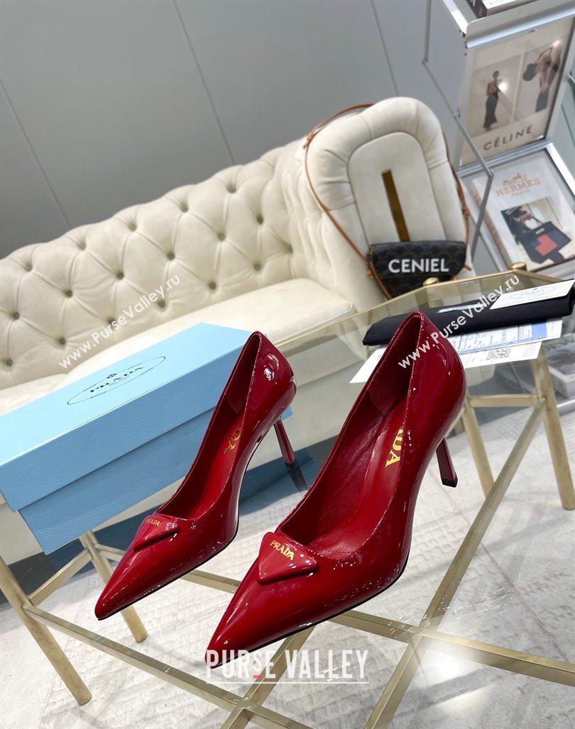 Prada Patent leather pumps 7.5cm Red 2024 022802 (MD-240228079)