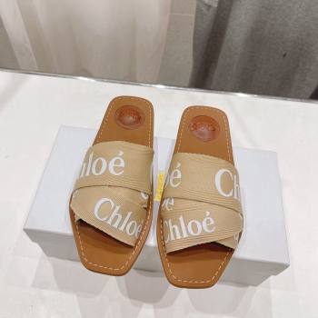 Chloe Woody Flat Slide Sandals in Original Ribbon Beige 2 2024 (MD-240227128)