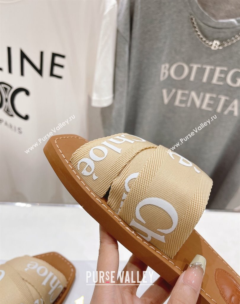 Chloe Woody Flat Slide Sandals in Original Ribbon Beige 2 2024 (MD-240227128)