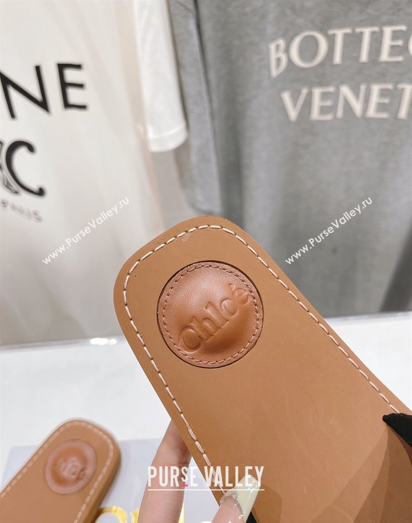 Chloe Woody Flat Slide Sandals in Original Ribbon Black/White 2024 (MD-240227130)