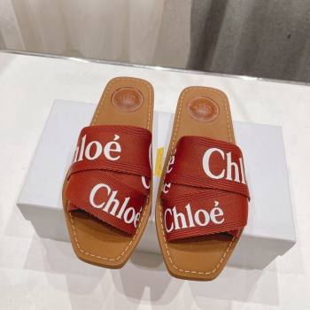 Chloe Woody Flat Slide Sandals in Original Ribbon Dark Orange 2024 (MD-240227133)
