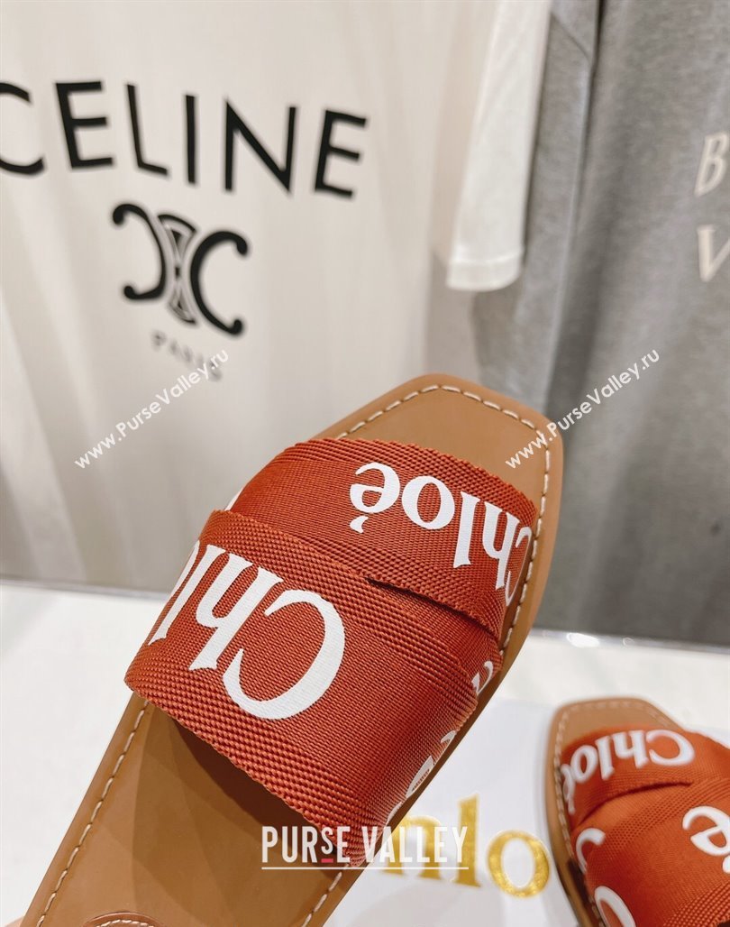 Chloe Woody Flat Slide Sandals in Original Ribbon Dark Orange 2024 (MD-240227133)