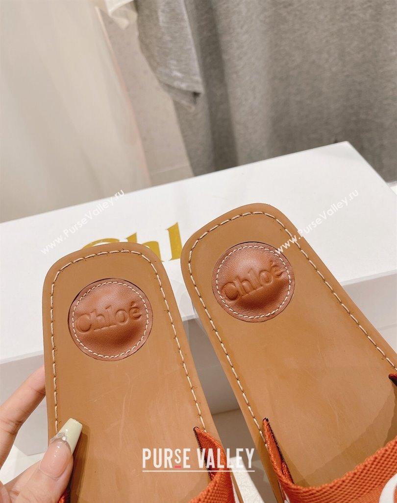 Chloe Woody Flat Slide Sandals in Original Ribbon Dark Orange 2024 (MD-240227133)