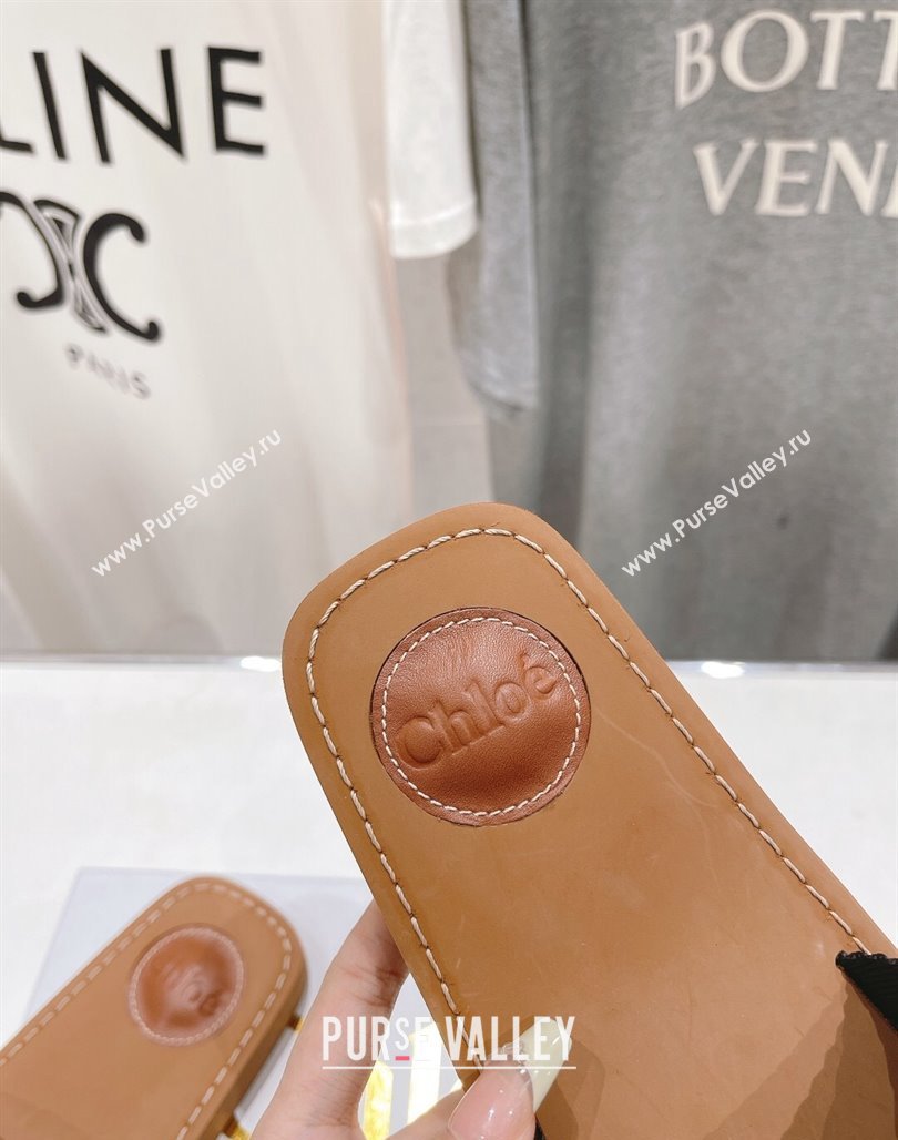 Chloe Woody Flat Slide Sandals in Original Ribbon Black/Multicolor 2024 (MD-240227135)