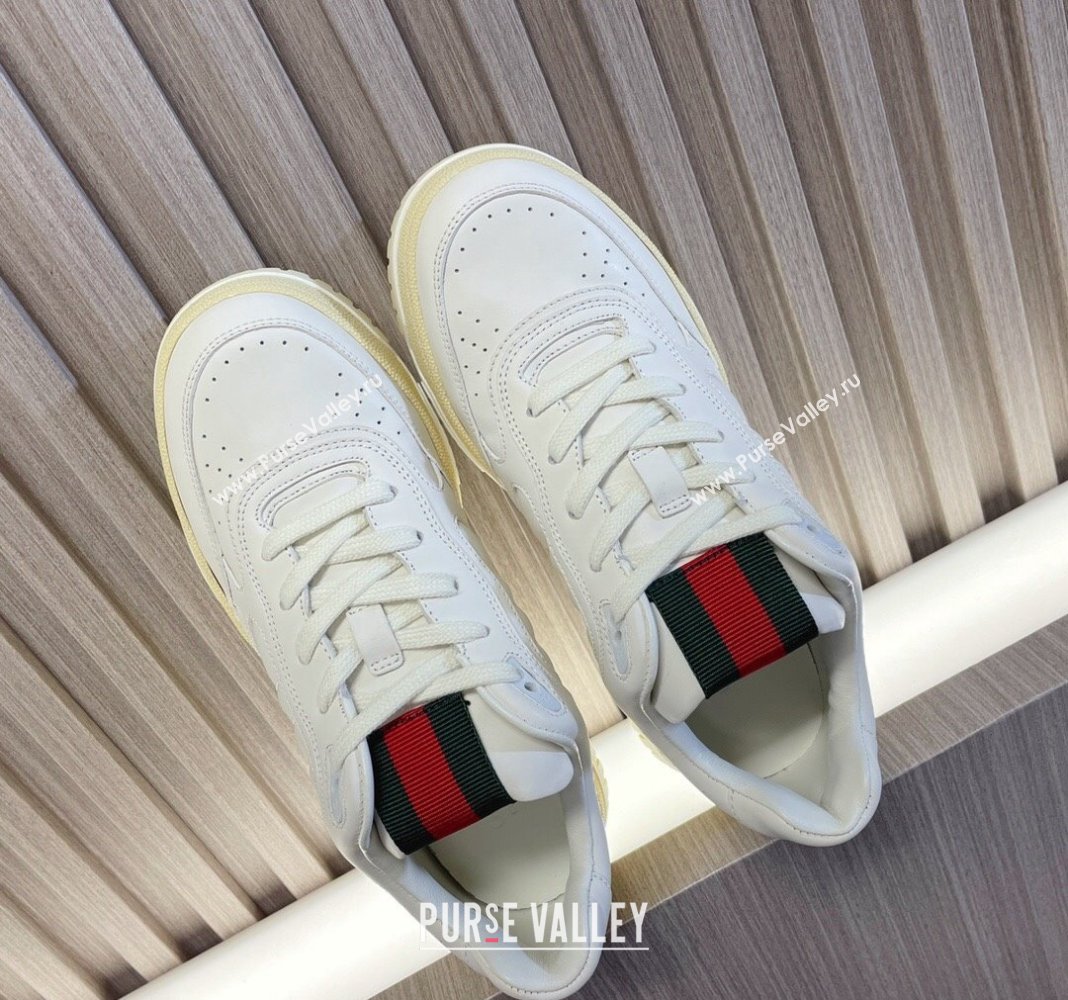 Gucci Re-Web Sneakers in White Leather 2024 0228 (KL-240228019)