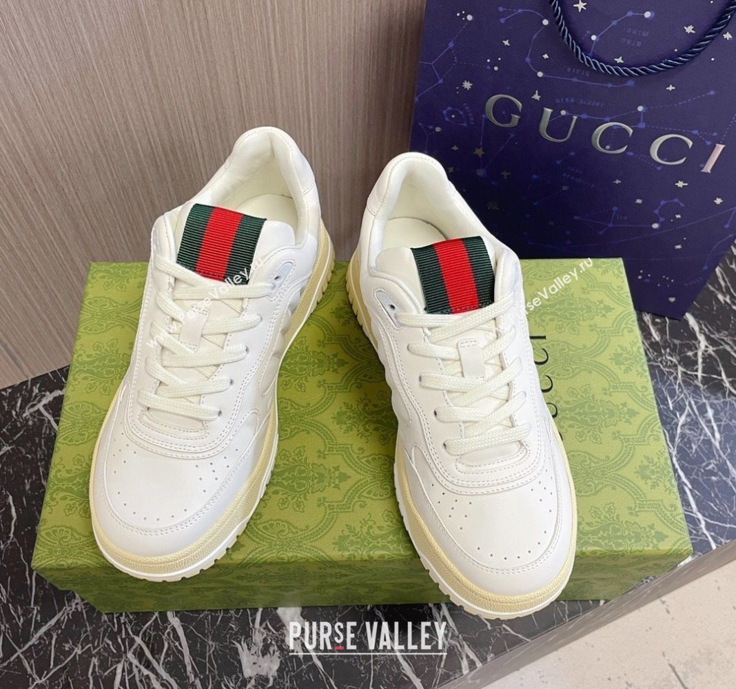 Gucci Re-Web Sneakers in White Leather 2024 0228 (KL-240228019)