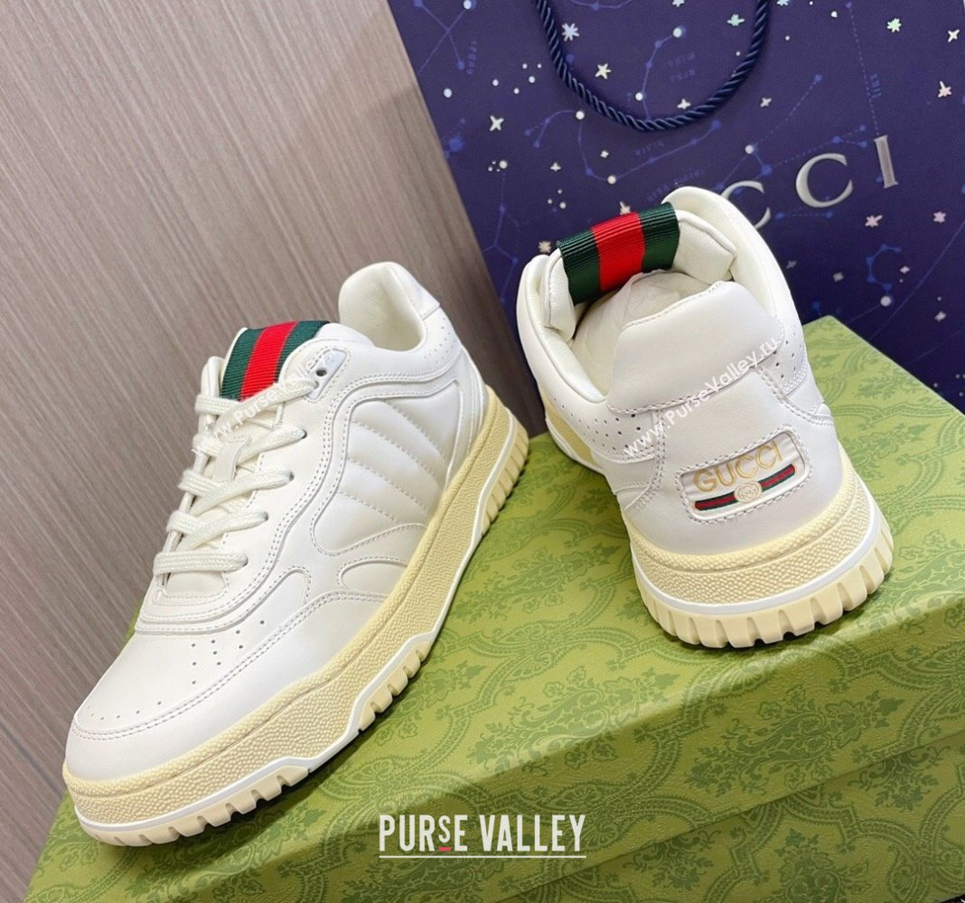 Gucci Re-Web Sneakers in White Leather 2024 0228 (KL-240228019)