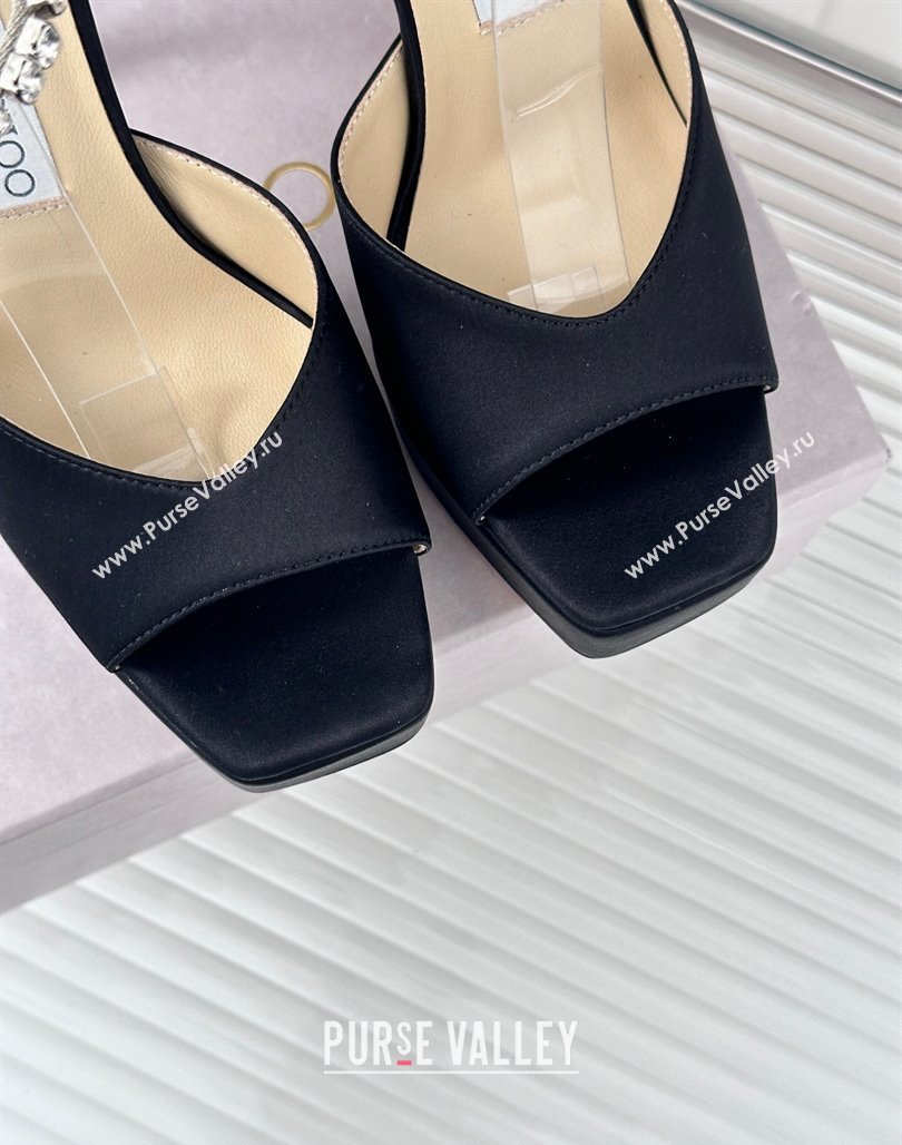 Jimmy Choo Saeda Sandal Platform 12.5cm in Satin with Crystals Ankle Strap Black 2024 (MD-240227106)