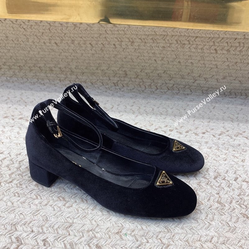 Prada Velvet pumps 3.5cm Black 2024 0228 (KL-240228051)