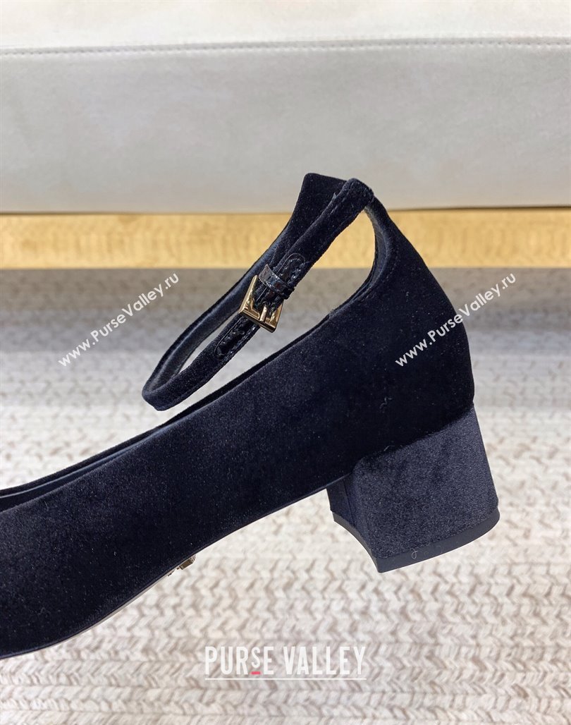 Prada Velvet pumps 3.5cm Black 2024 0228 (KL-240228051)