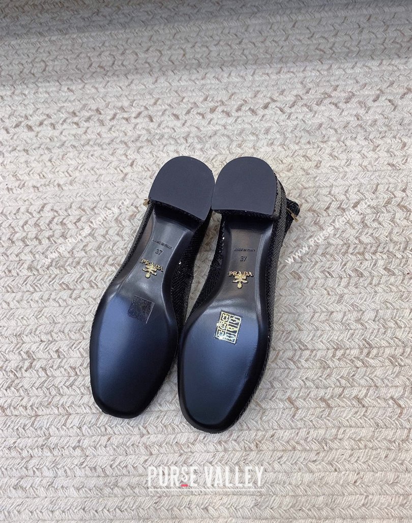 Prada Sequined satin pumps 3.5cm Black 2024 0228 (KL-240228052)