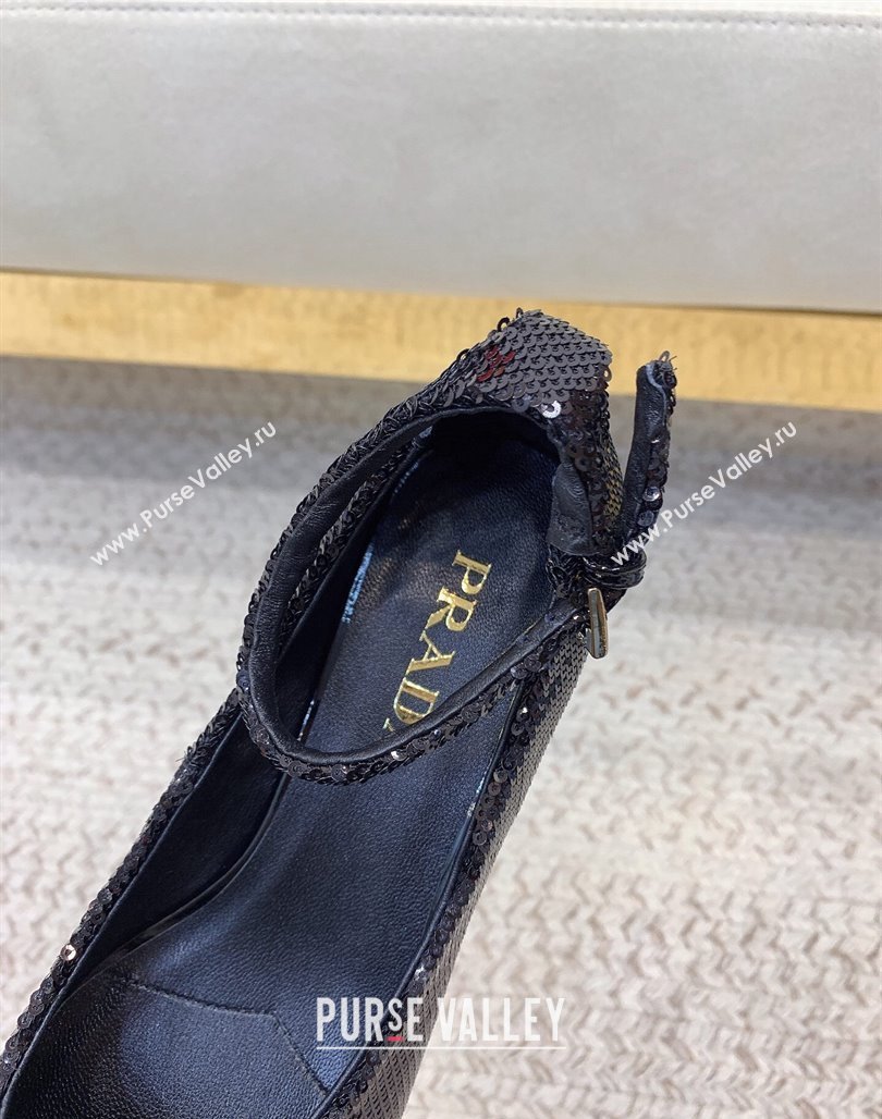 Prada Sequined satin pumps 3.5cm Black 2024 0228 (KL-240228052)