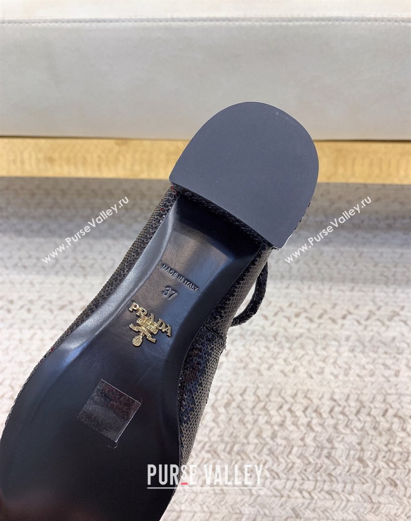 Prada Sequined satin pumps 3.5cm Black 2024 0228 (KL-240228052)