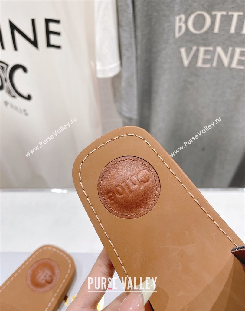 Chloe Woody Flat Slide Sandals with Embroidered Strap Denim Blue 2 2024 (MD-240227118)