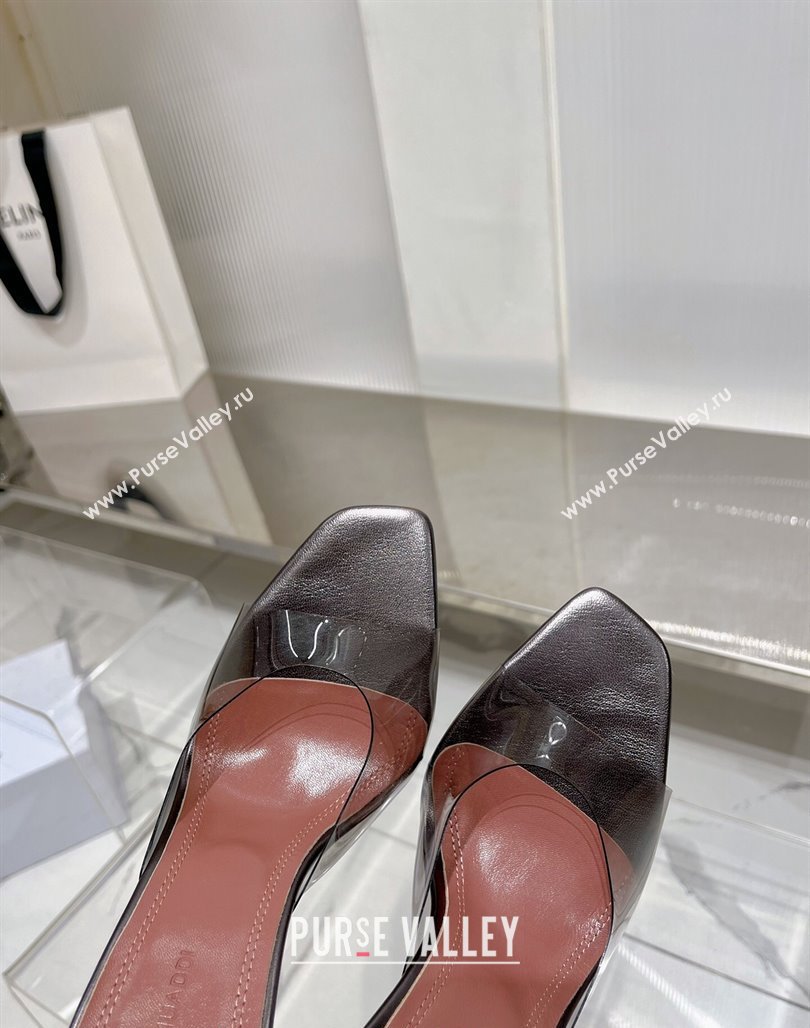 Amina Muaddi Alexa Glass Slide Sandals 11cm in PVC Grey 2023 AM09112 (ZN-240228034)