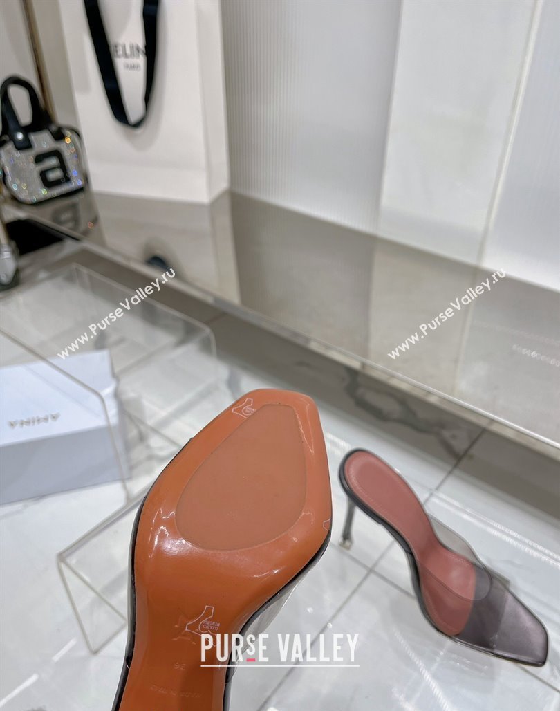 Amina Muaddi Alexa Glass Slide Sandals 11cm in PVC Grey 2023 AM09112 (ZN-240228034)