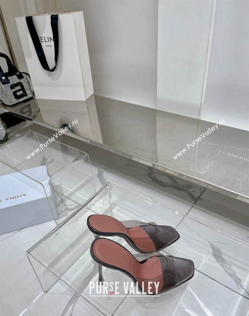 Amina Muaddi Alexa Glass Slide Sandals 11cm in PVC Grey 2023 AM09112 (ZN-240228034)