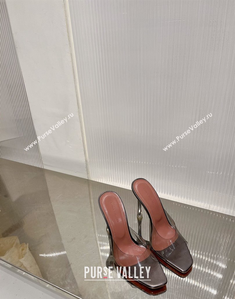 Amina Muaddi Alexa Glass Slide Sandals 11cm in PVC Grey 2023 AM09112 (ZN-240228034)