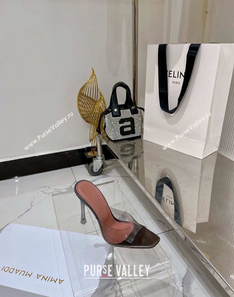 Amina Muaddi Alexa Glass Slide Sandals 11cm in PVC Grey 2023 AM09112 (ZN-240228034)