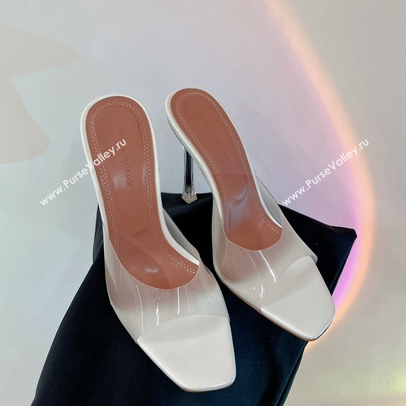 Amina Muaddi Alexa Glass Slide Sandals 11cm in PVC White 2023 AM09112 (ZN-240228036)