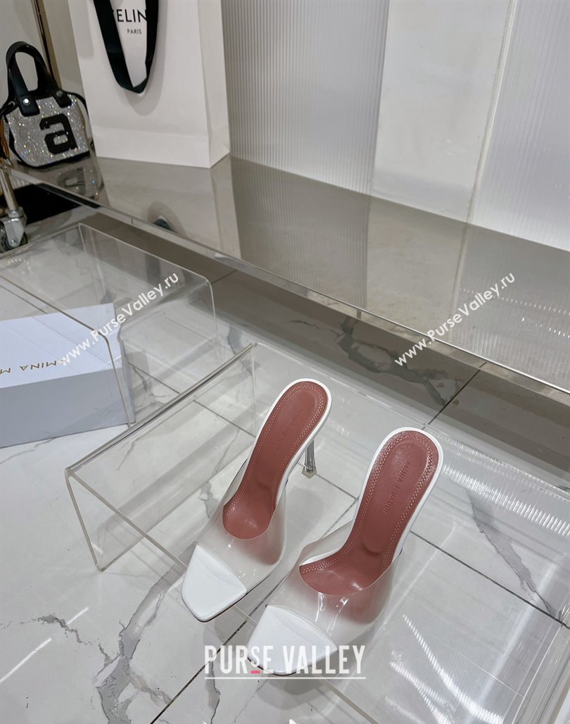 Amina Muaddi Alexa Glass Slide Sandals 11cm in PVC White 2023 AM09112 (ZN-240228036)