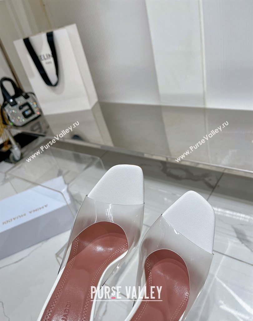 Amina Muaddi Alexa Glass Slide Sandals 11cm in PVC White 2023 AM09112 (ZN-240228036)