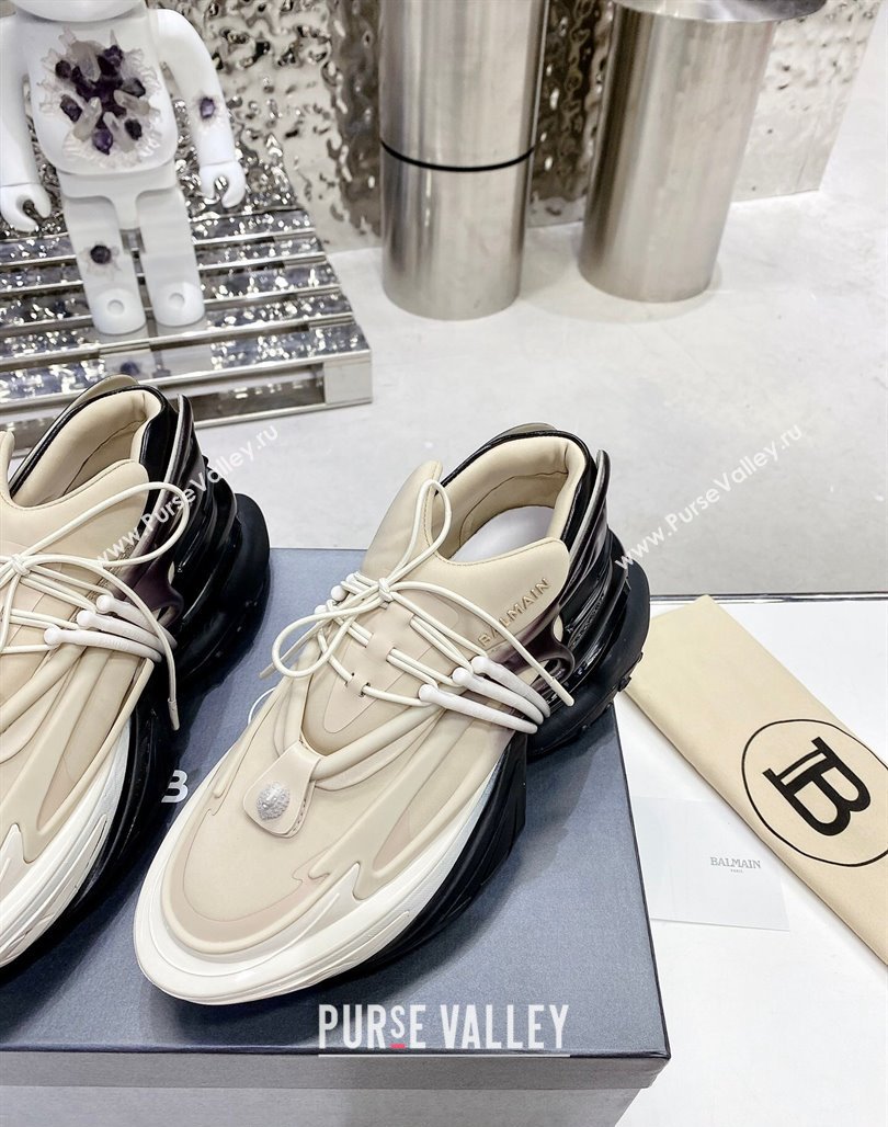 Balmain Unicorn high-top trainers 8cm in rubber and leather Light Beige 2024 032802 (MD-240328067)