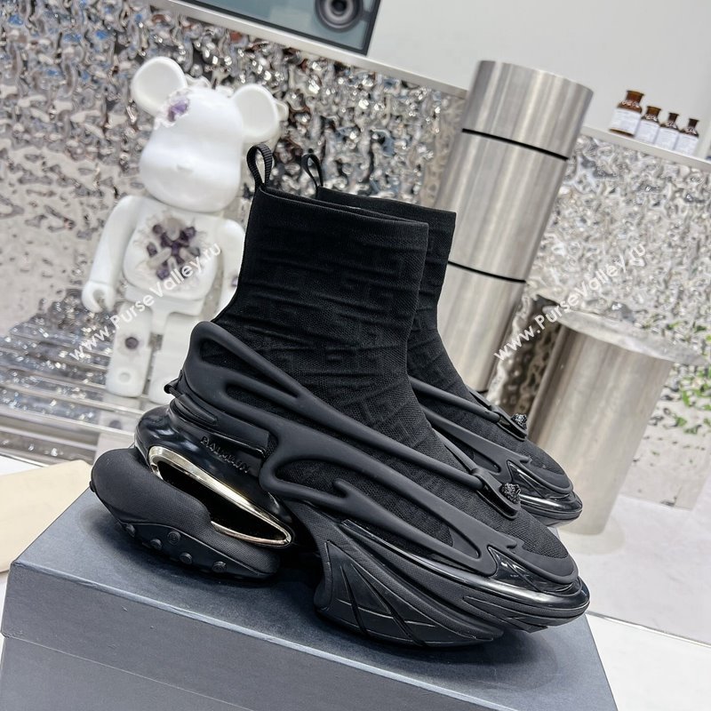 Balmain Unicorn high-top trainers 8cm in mesh and leather Black 2 2024 0328 (MD-240328060)