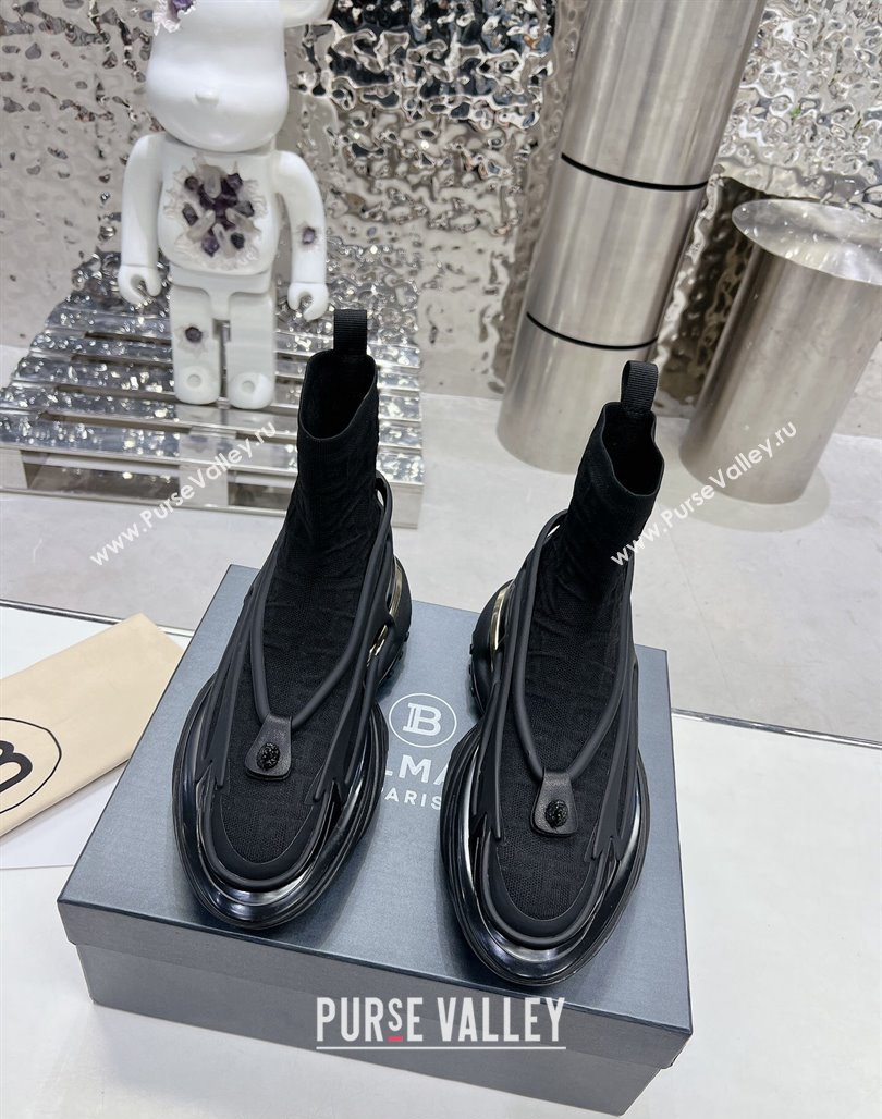 Balmain Unicorn high-top trainers 8cm in mesh and leather Black 2 2024 0328 (MD-240328060)