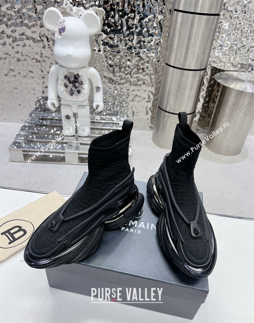 Balmain Unicorn high-top trainers 8cm in mesh and leather Black 2 2024 0328 (MD-240328060)