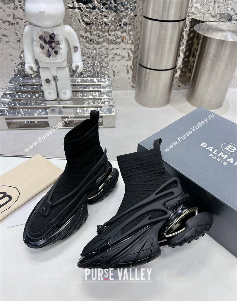 Balmain Unicorn high-top trainers 8cm in mesh and leather Black 2 2024 0328 (MD-240328060)