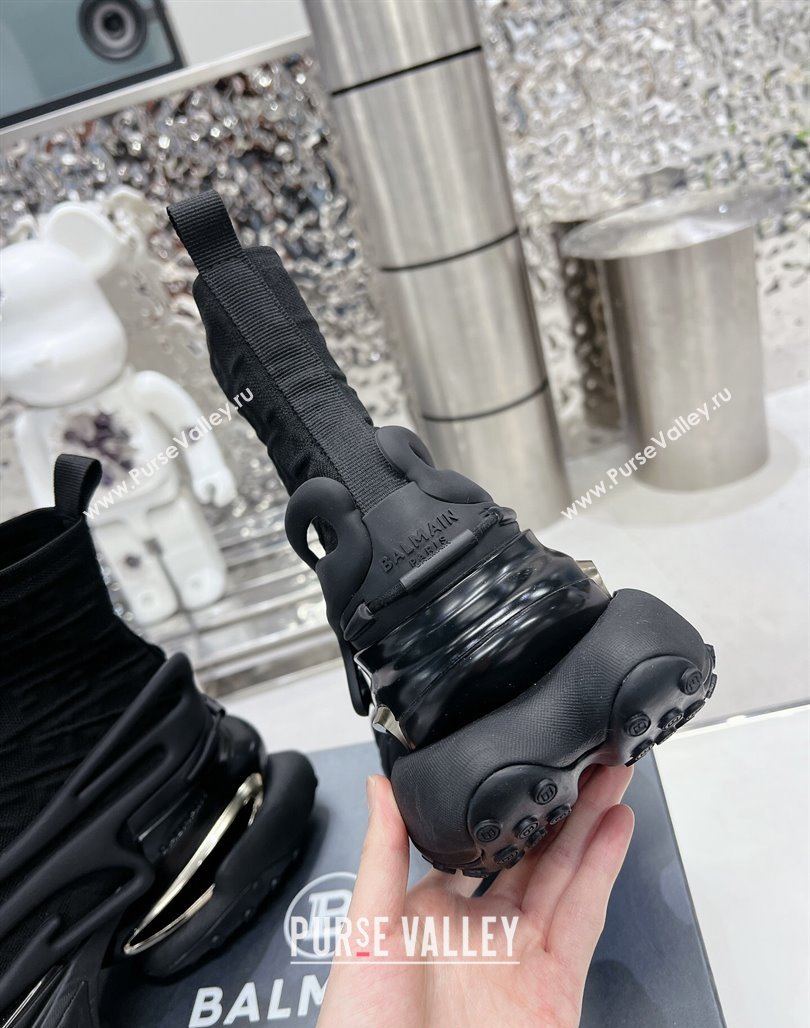 Balmain Unicorn high-top trainers 8cm in mesh and leather Black 2 2024 0328 (MD-240328060)